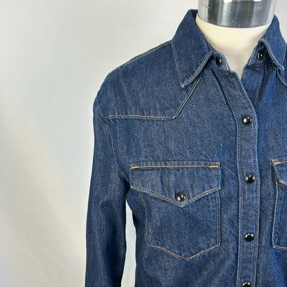 Rag and Bone Dark Denim Snap Front Blouse - Picture 3 of 6